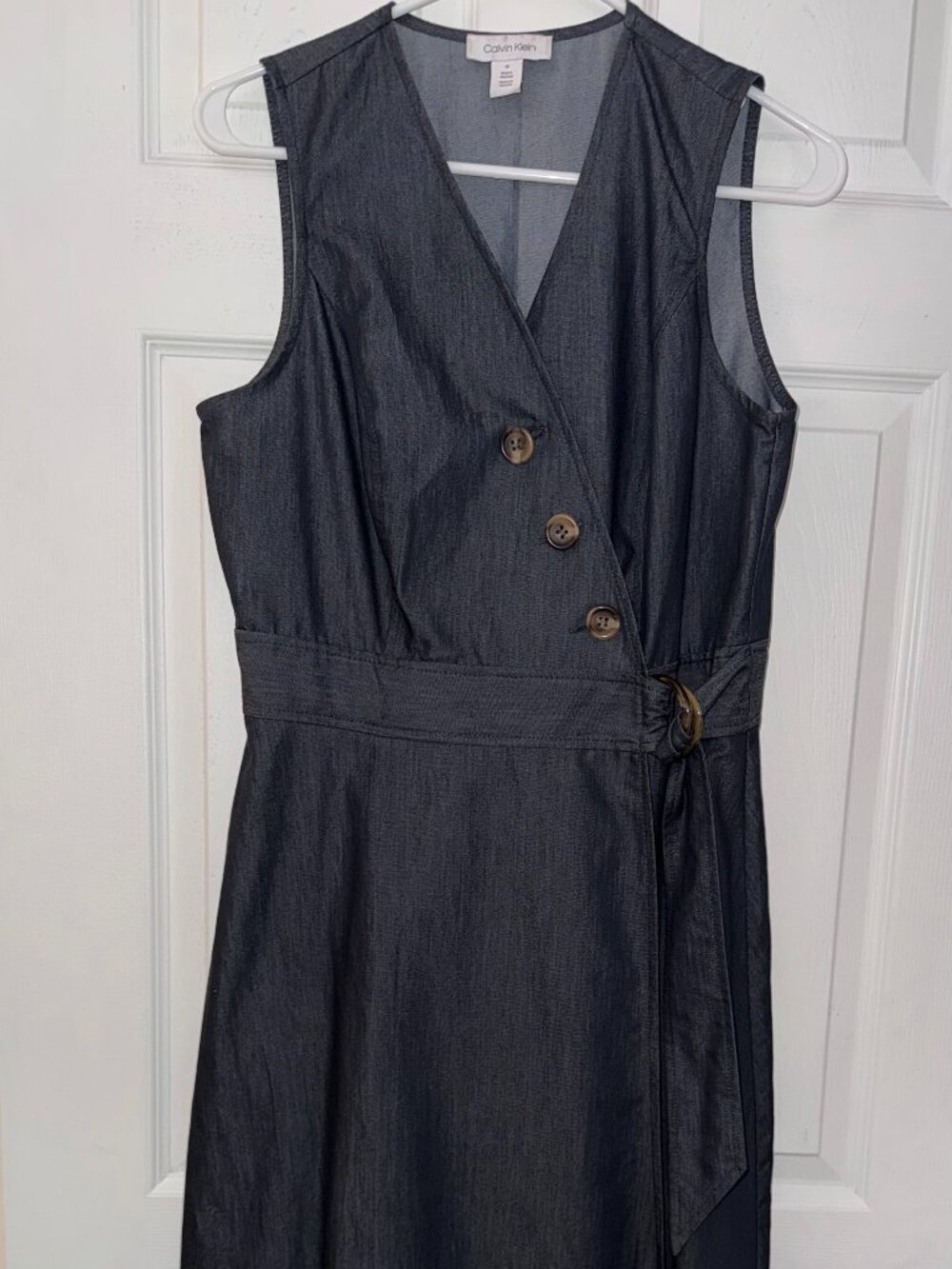 Calvin Klein Chambray Wrap Fit & Flare A-Line Dress-Size 10